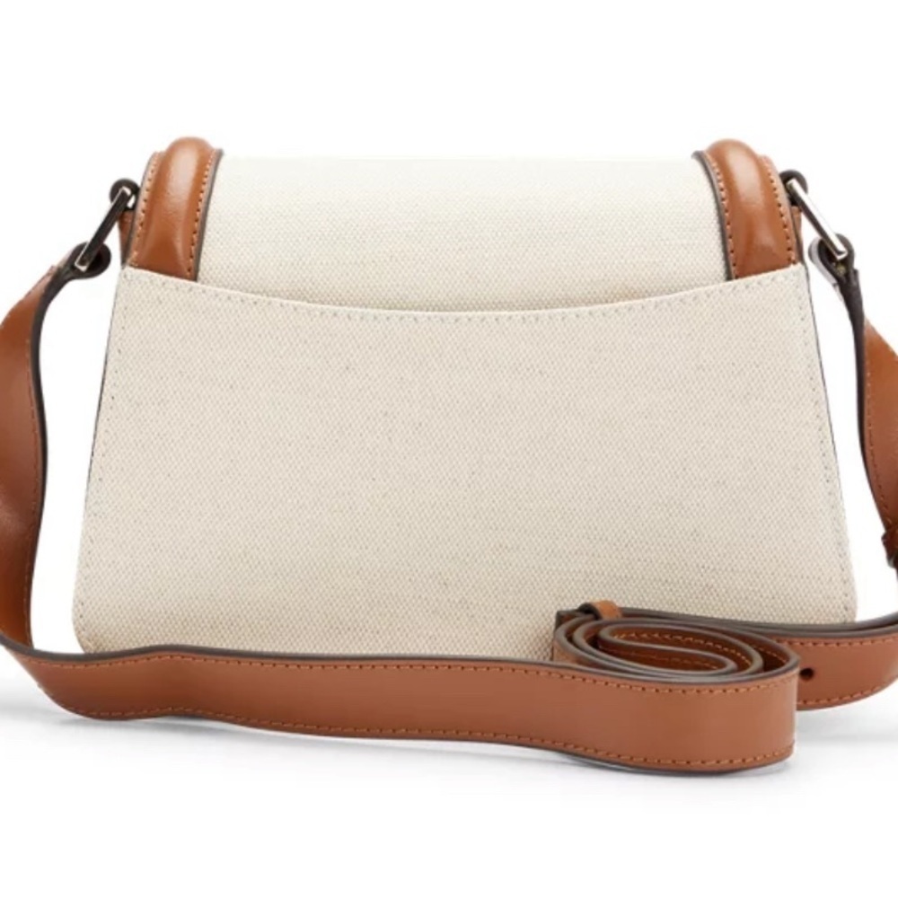 BOSS SADDLE BAG WITH LEATHER TRIMS Elegant Cream and Brown Women's Bag Sold out! - Picture 4 of 11
